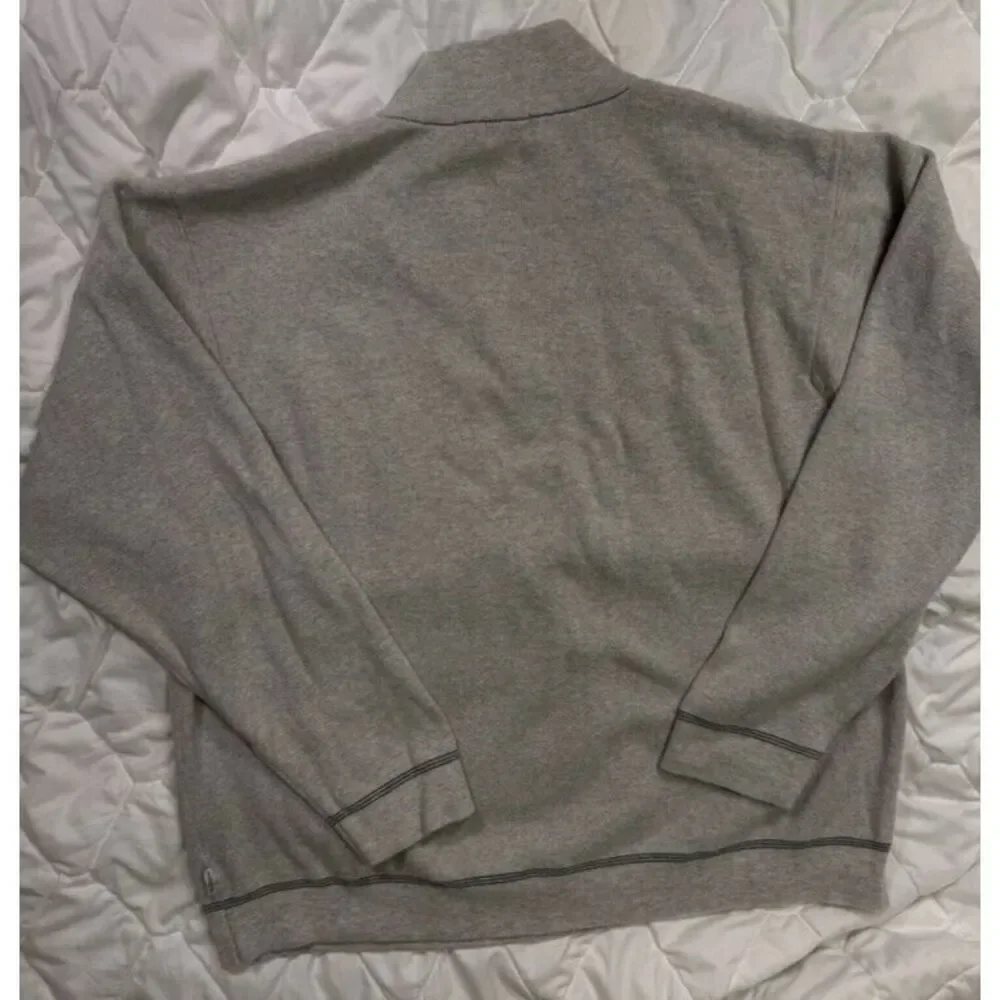 IZOD Mens Mock Neck 1/4 Zip Pullover Sweater XL Grey‎ Cotton Contrast Stitching